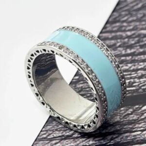 Elegant Silver and Blue Women's Ring